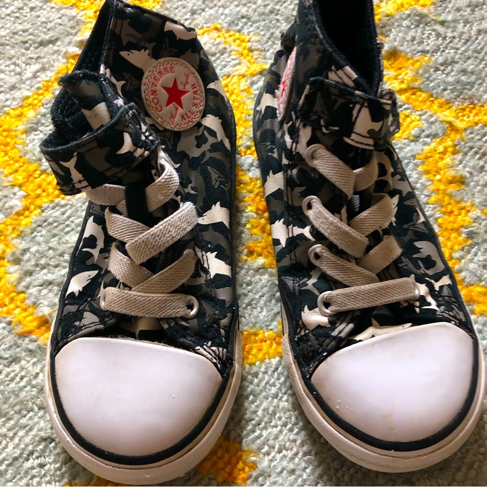 Converse high tops, shark Camo - boys size 9T